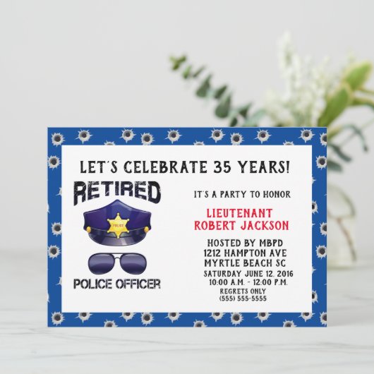 Funny Bullet Hole Police Officer Retirement Kaart (Staand voorkant)