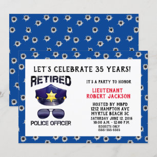 Funny Bullet Hole Police Officer Retirement Kaart