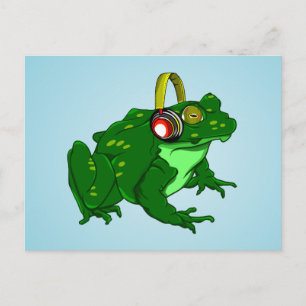 Funny Bullfrog met hoofdtelefoon Briefkaart