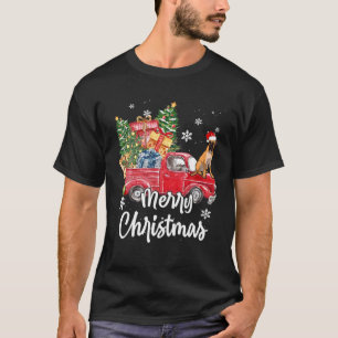 Funny Bullmastiff Ride Red Truck Merry Kerstp T-shirt