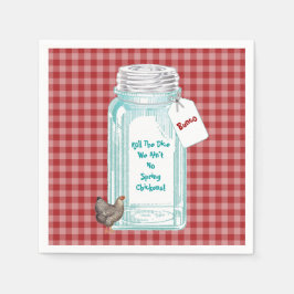 Funny Bunco  Canning Jar Spring Chicken Pap Servet
