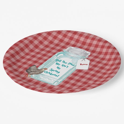 Funny Bunco Canning Jar Spring Chicken Papieren Bordje (Gekanteld)