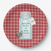 Funny Bunco Canning Jar Spring Chicken Papieren Bordje (Voorkant)