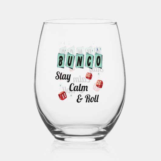 Funny Bunco Dice Friend Stemless Wine Glass Wijnglas Zonder Voet (Voorkant)