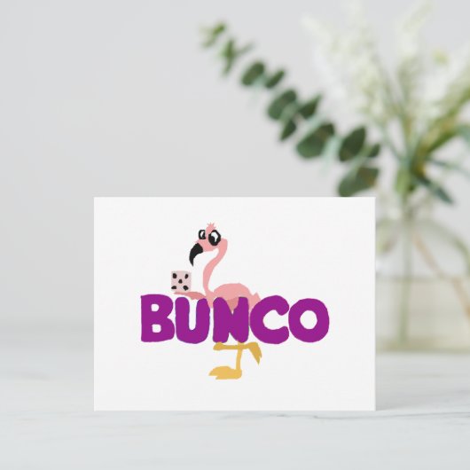 Funny Bunco Dice Game en Pink Flamingo Briefkaart (Staand voorkant)