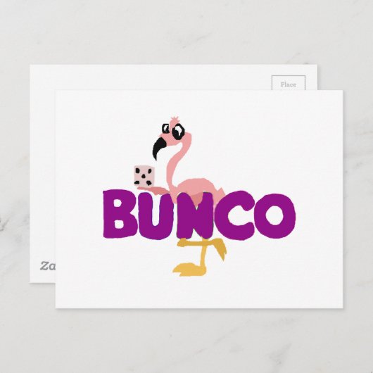 Funny Bunco Dice Game en Pink Flamingo Briefkaart (Voorkant / Achterkant)