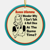 Funny Bunco Dilemma met Retro Woman Keramisch Ornament (Voorkant)