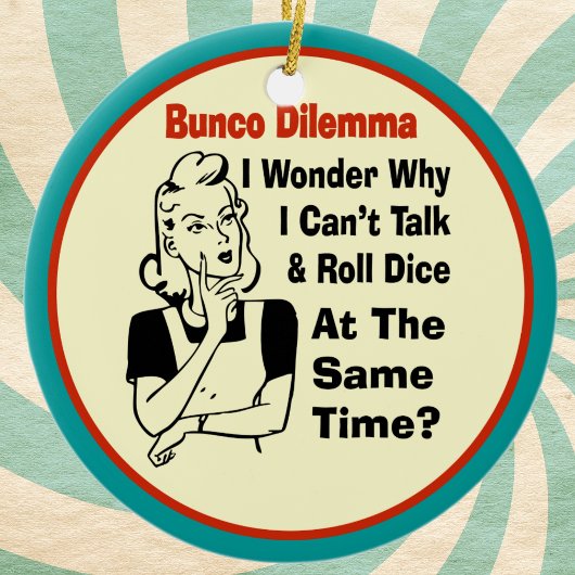 Funny Bunco Dilemma met Retro Woman Keramisch Ornament