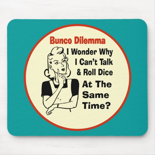 Funny Bunco Dilemma met Retro Woman Muismat (Voorkant)