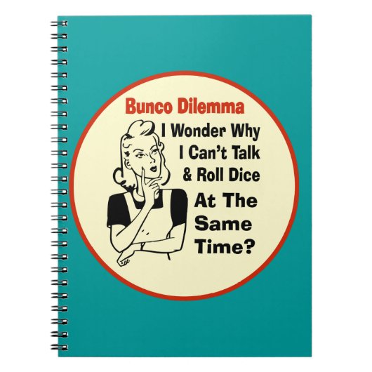 Funny Bunco Dilemma met Retro Woman Notitieboek (Voorkant)