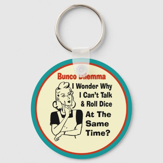 Funny Bunco Dilemma met Retro Woman Sleutelhanger (Voorkant)