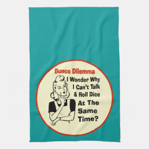 Funny Bunco Dilemma met Retro Woman Theedoek