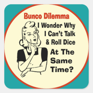 Funny Bunco Dilemma met Retro Woman Vierkante Sticker
