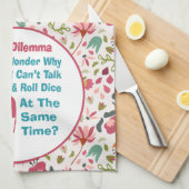 Funny Bunco Dilemma Retro Floral Theedoek (Quarter Fold)
