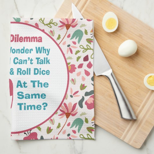 Funny Bunco Dilemma Retro Floral Theedoek (Quarter Fold)