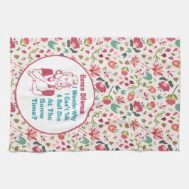 Funny Bunco Dilemma Retro Floral Theedoek