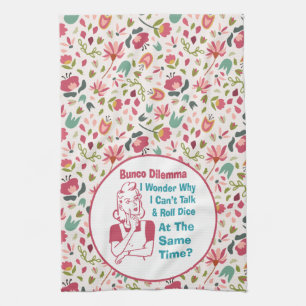 Funny Bunco Dilemma Retro Floral Theedoek