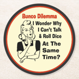Funny Bunco Dilemma Ronde Kartonnen Onderzetter
