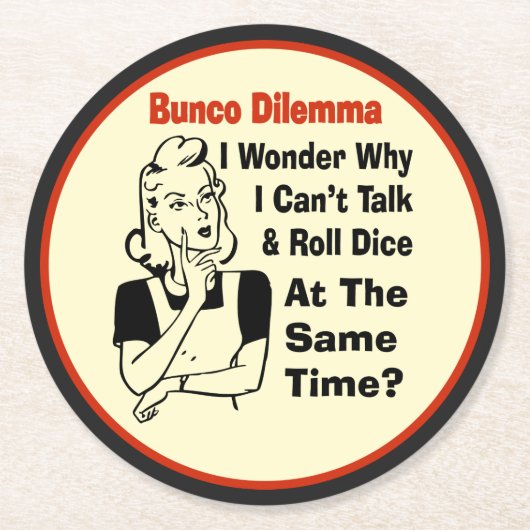 Funny Bunco Dilemma Ronde Kartonnen Onderzetter (Voorkant)
