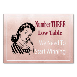 Funny Bunco Number Three Low Table Kaart
