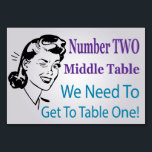 Funny Bunco Number Two Middle Table Kaart<br><div class="desc">Grappig Bunco nummer twee,  middelbare tafel voor je Bunco groep. De spelers zullen deze grappige retro kaarten waarderen om hen te helpen zich van lijst aan lijst na elke ronde bewegen.</div>