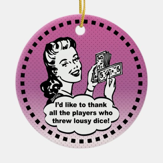 Funny Bunco Player Winner Pink  Keramisch Ornament (Voorkant)