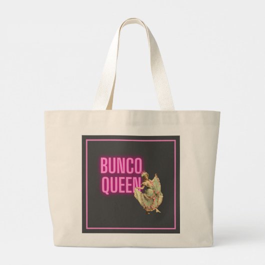 Funny  Bunco Queen Grote Tote Bag (Achterkant)
