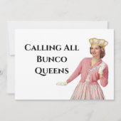 Funny Bunco Queen Party Night Kaart (Voorkant)