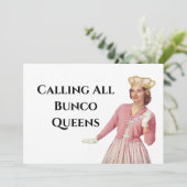 Funny Bunco Queen Party Night Kaart (Staand voorkant)