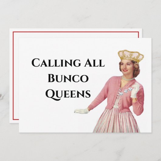 Funny Bunco Queen Party Night Kaart (Voorkant / Achterkant)