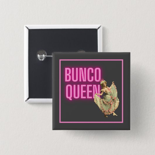 Funny  Bunco Queen Vierkante Button 5,1 Cm (Voorkant /achterkant)