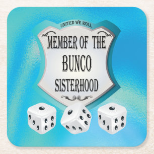 Funny Bunco Sisterhood Dice Blue Kartonnen Onderzetters