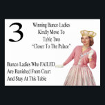 Funny Bunco Table Kards Queen #3 Kaart<br><div class="desc">De en retro grafische Bunco-tafelkaart is voorzien van een koningin van de koninklijke Bunco met kroon, parels en Bunco-dice. De Bunco lijstkaarten zijn een grote manier om de spelersovergang van lijst aan lijst te helpen. Winnende Bunco-dames blijven op het hoofdtafel en zitten op een andere troon. Bunco-dames die het niet...</div>