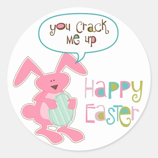 Funny Bunny and Egg Easter Ronde Sticker (Voorkant)