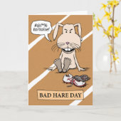 Funny Bunny: Bad Hare Day Kaart (Gele Bloem)