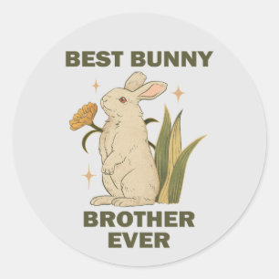 Funny Bunny, Best Bunny Brother Ever, Bunny Lover Ronde Sticker