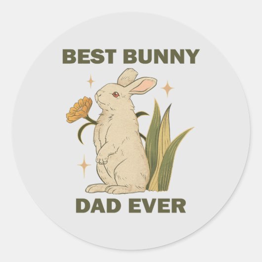 Funny Bunny, Beste Bunny Pap Ever, Bunny Lover Ronde Sticker (Voorkant)
