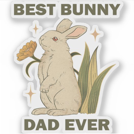 Funny Bunny, Beste Bunny Pap Ever, Bunny Lover Sticker (Voorkant)