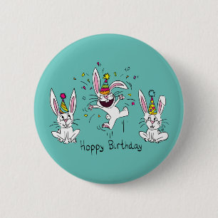 Funny Bunny Birthday Kinder Ronde Button 5,7 Cm
