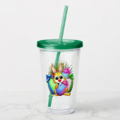 Funny Bunny biting an Easter Egg Acryl Drinkbeker (Achterkant)