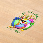 Funny Bunny biting an Easter Egg Acryl Uitnodigingen (Laagn)