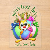 Funny Bunny biting an Easter Egg Acryl Uitnodigingen (Voorkant)