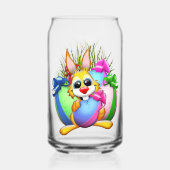 Funny Bunny biting an Easter Egg Blikvorm Glas (Achterkant)