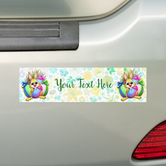 Funny Bunny biting an Easter Egg Bumpersticker (Op auto)