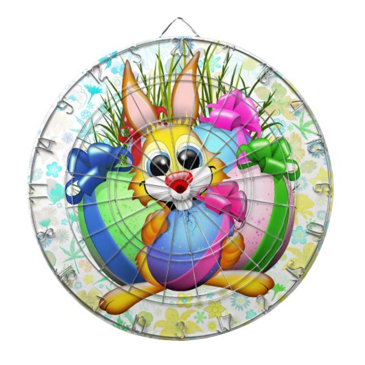 Funny Bunny biting an Easter Egg Dartbord (Voorkant)