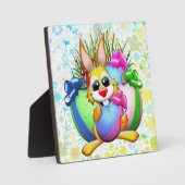 Funny Bunny biting an Easter Egg Fotoplaat (Voorkant)