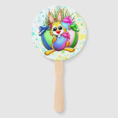 Funny Bunny biting an Easter Egg Handwaaier (Achterkant)