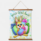 Funny Bunny biting an Easter Egg Hangend Wandkleed (Voorkant)