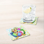 Funny Bunny biting an Easter Egg Kartonnen Onderzetters (Insitu)