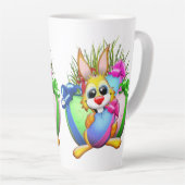 Funny Bunny biting an Easter Egg Latte Mok (Rechterhoek)